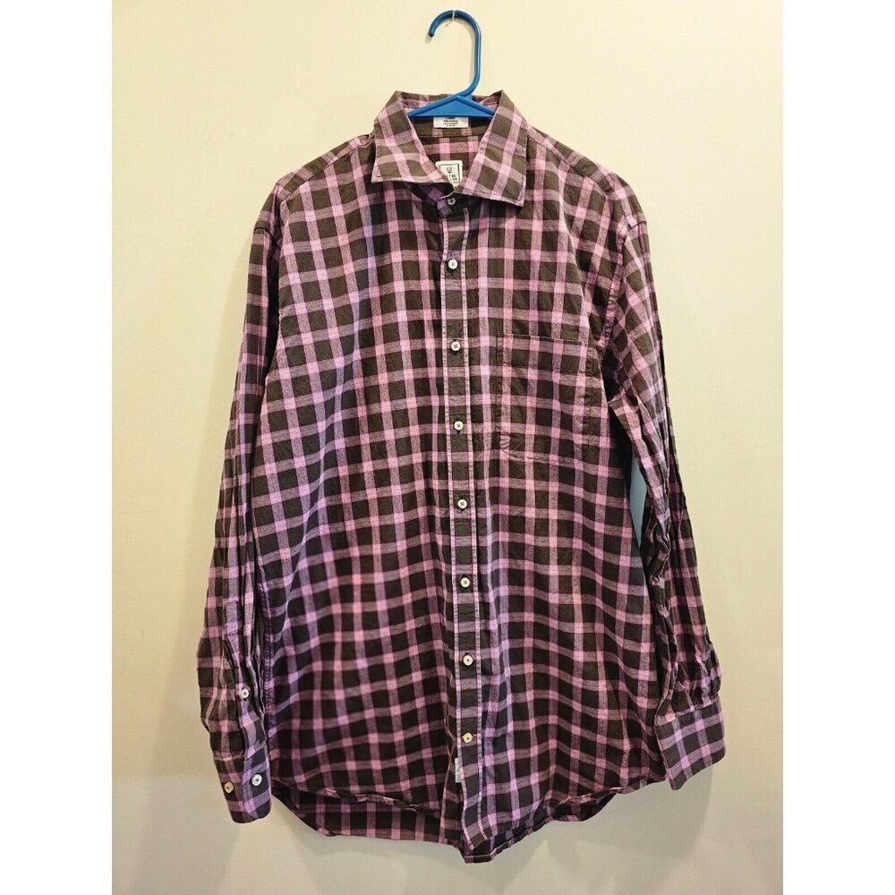 Men's Peter Millar Button Down Plaid‎ Shirt Size Large Long Sleeve Cotton